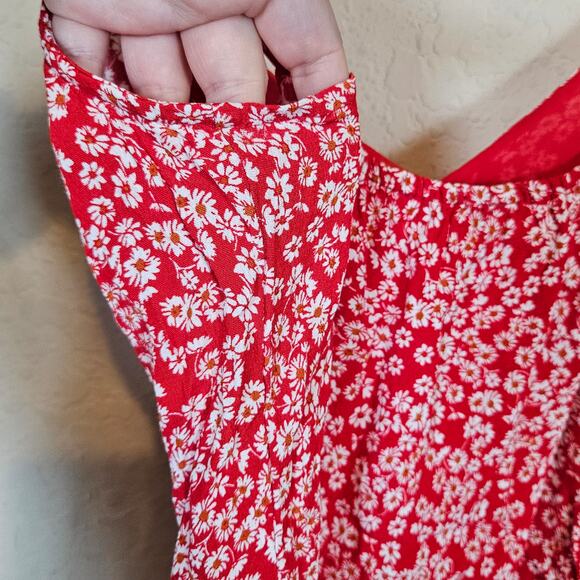 Madewell V-Neck Cami Tank Floral Red Ditzy Women's Size 2 Summer Casual Vacation - Picture 4 of 9